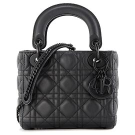 DIOR - Borsa a Spalla Lady Dior So Black Mini in Pelle Cannage Nera