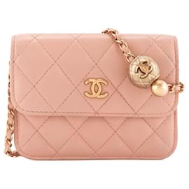 CHANEL - Schultertasche Wallet On Chain Mini Chanel aus glattem Leder in Rosa