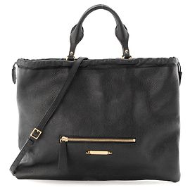 BURBERRY - Bolsa de ombro Cabas Burberry em couro texturizado preto