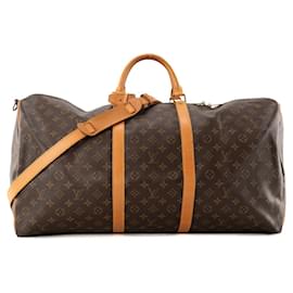 LOUIS VUITTON - Borsa da Viaggio Keepall 60 con Tracolla Louis Vuitton in Tela Monogram Vintage