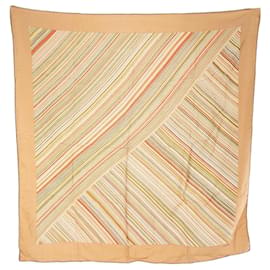 CHANEL - Foulard in seta multicolore a righe da 90 cm