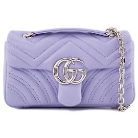 GUCCI - Borsa a Spalla GG Marmont Piccola in Pelle Liscia Lilla