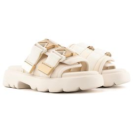 BOTTEGA VENETA - Sandali Flash Bottega Veneta in tela bianco sporco (T37)