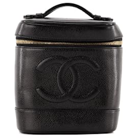 CHANEL - Vanity Chanel in pelle martellata nera vintage