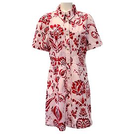 Vestido camisa de algodón con estampado floral paisley rosa Etro