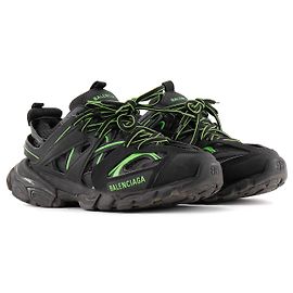 BALENCIAGA - Track Sneakers Balenciaga aus schwarzem und grünem Leder (Größe 37)