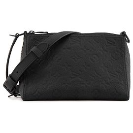 LOUIS VUITTON - Borsa a Spalla Triangle Messenger Louis Vuitton in Pelle Monogram Nera