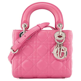DIOR - Lady Dior mini Umhängetasche aus Cannage-Leder in Rosa