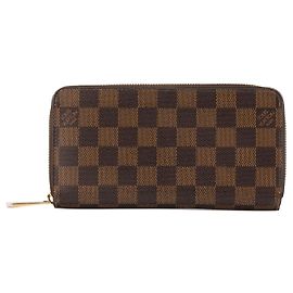 LOUIS VUITTON - Cartera Zippy Louis Vuitton en lona recubierta de damero ébano