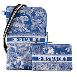DIOR - Borsa a Spalla Dior in Toile de Jouy Blu