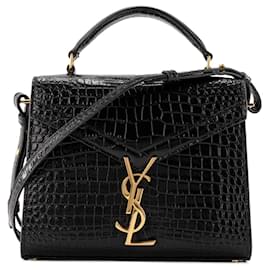 SAINT LAURENT - Borsa a spalla Cassandra Top Handle mini in pelle di coccodrillo embossata