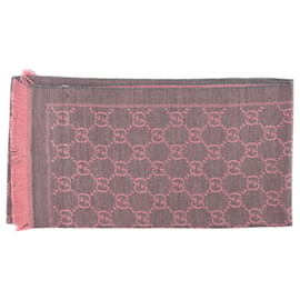 GUCCI - GG Gucci Schal aus grauer und rosa Wolle