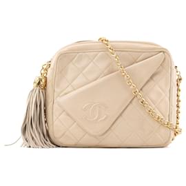 CHANEL - Borsa a Spalla Camera Chanel in Pelle Beige Vintage