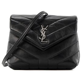 SAINT LAURENT - Bolsa transversal Loulou Toy Saint Laurent em couro liso preto