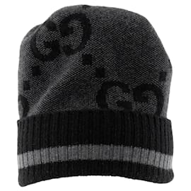 GUCCI - GG Gucci Mütze aus grauer und schwarzer Wolle (M)