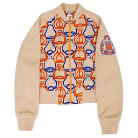 HERMÈS - Hermès Fantasie Etriers Bomberjacke aus mehrfarbigem Baumwollstoff (Größe 38)