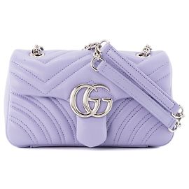 GUCCI - GG Marmont Kleine Umhängetasche aus Glattem Lilafarbenem Leder