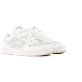 PRADA - Sneakers Downtown in pelle e strass bianchi (T35,5)