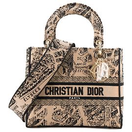 DIOR - Borsa a Spalla Lady D-Lite Mappa di Parigi Dior in Tela Marrone Edizione Limitata