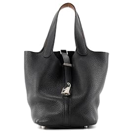 HERMÈS - Borsa Picotin 18 in Pelle Clemence Nera - Hermès