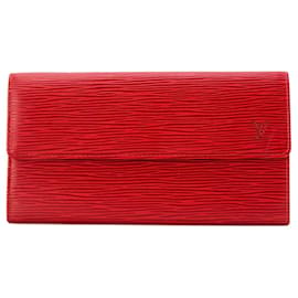LOUIS VUITTON - Portefeuille Sarah Louis Vuitton en cuir épi rouge vintage