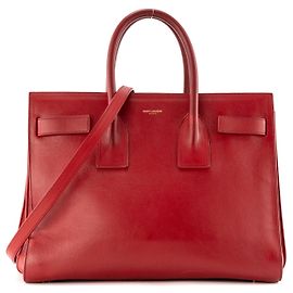 SAINT LAURENT - Borsa da giorno Small Saint Laurent in pelle rossa