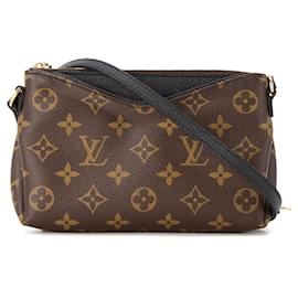 LOUIS VUITTON - Borsa a tracolla Pallas Louis Vuitton in tela monogrammata e pelle nera