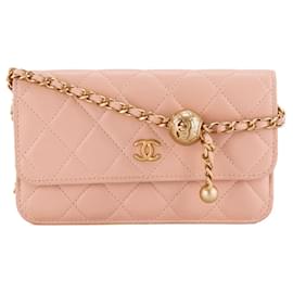 CHANEL - Borsa a tracolla Wallet On Chain Chanel in pelle liscia rosa