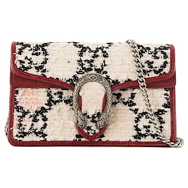 GUCCI - Borsa a tracolla Mini Dionysus Gucci in tweed bianco e pelle rossa
