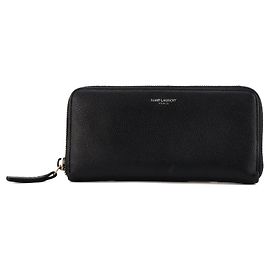 SAINT LAURENT - Cartera con cremallera Saint Laurent de cuero texturizado negro