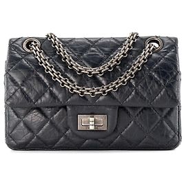 CHANEL - Borsa a Spalla 2.55 Mini Chanel in Pelle Pieghettata Blu Mezzanotte