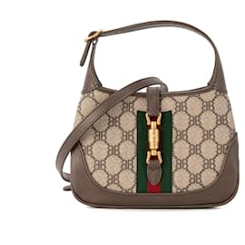 GUCCI - Borsa a tracolla Jackie 1961 The Hacker Project Gucci x Balenciaga in tela rivestita e pelle granulata marrone edizione limitata