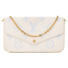 LOUIS VUITTON - Pochette Félicie Louis Vuitton in pelle goffrata bianca e azzurra