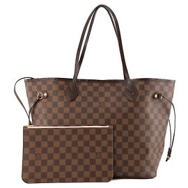 LOUIS VUITTON - Neverfull MM Tote Bag Louis Vuitton aus beschichtetem Canvas in schwarzem Karomuster