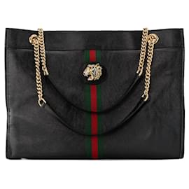 GUCCI - Borsa tote Rajah Gucci in pelle stropicciata nera