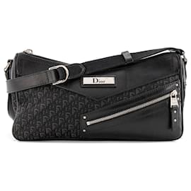DIOR - Borsa a tracolla Dior in tela obliqua e pelle liscia nera vintage
