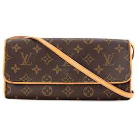 LOUIS VUITTON - Borsa a Spalla Pochette Twin Louis Vuitton in Tela Monogramma Marrone Vintage