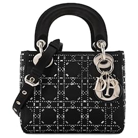 DIOR - Borsa a Spalla Lady Dior Mini in Satin Nero con Strass