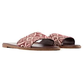 LOUIS VUITTON - Sandali piatti Louis Vuitton in tela bordeaux (T37,5)