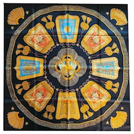 HERMÈS - Foulard in Seta Multicolore Poste e Cavalleria Hermès 90 cm
