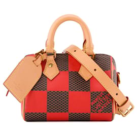 LOUIS VUITTON - Borsa a tracolla Speedy 18 Louis Vuitton in tela rivestita damier pop rosso