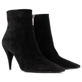 SAINT LAURENT - Stiefeletten mit Absatz und Reißverschluss Kiki 85 Saint Laurent aus schwarzem Wildleder (T39)