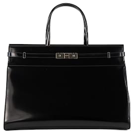 SAINT LAURENT - Borsa Cabas Manhattan GM Saint Laurent in pelle lucida nera