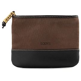 LOEWE - Cartera vintage de cuero marrón y negro