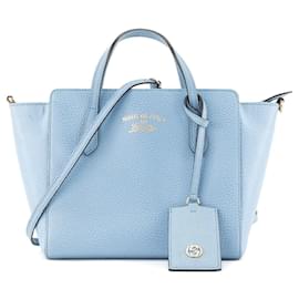 GUCCI - Borsa Swing mini Gucci in pelle martellata blu jeans