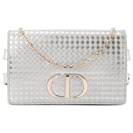 DIOR - Pochette Montaigne in Pelle Micro Cannage Argento