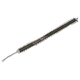 Chanel Collana choker in pelle gialla con cristalli multicolori e pizzo nero