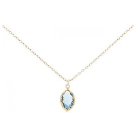 Autre Marque Collar de oro amarillo Au750, topacio azul y diamantes
