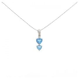 Diamant-Halskette mit blauem Topas K14WG - Autre Marque