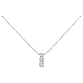 Autre Marque Collana con diamanti a tre pietre in oro bianco Au750